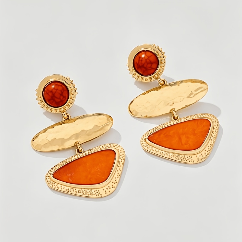 Women's Retro Golden Hammer Pattern Geometric Earrings